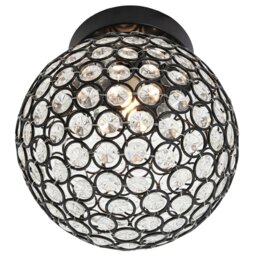 Rackhams Modern Matte Black and Clear Beaded Glass IP44 Rated Bathroom Ceiling Light - thumbnail 3