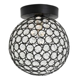 Rackhams Modern Matte Black and Clear Beaded Glass IP44 Rated Bathroom Ceiling Light - thumbnail 1