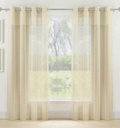 "Rackhams 'Andorra' Textured Fabric Header Voile Panels Pair with Eyelet Header - Grey - 55"" (140cm) Width x 54"" (137cm) Drop" - thumbnail 6