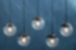 Rackhams Glass Shades Pendant Light, 5 Globe-Shaped Pendant Light in Black Finish, Horizontal Cluster Lighting - thumbnail 3