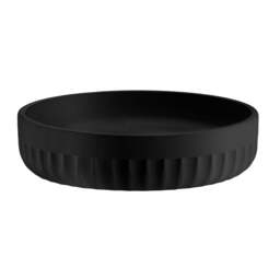 "Rackhams Freestanding Black Round Soap Dish 12.2cm (4.8"") Diameter Wave Style Polyresin Soap Tray for Bath Shower Bathroom"