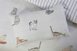 Rackhams Purrrfect Reversible Duvet Cover Set Cats and Stripes Bedding Natural - Natural - Double - thumbnail 2
