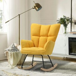 Rackhams 3ft Height Tufted Linen Upholstered Rocking Chair - Multicolor - thumbnail 2