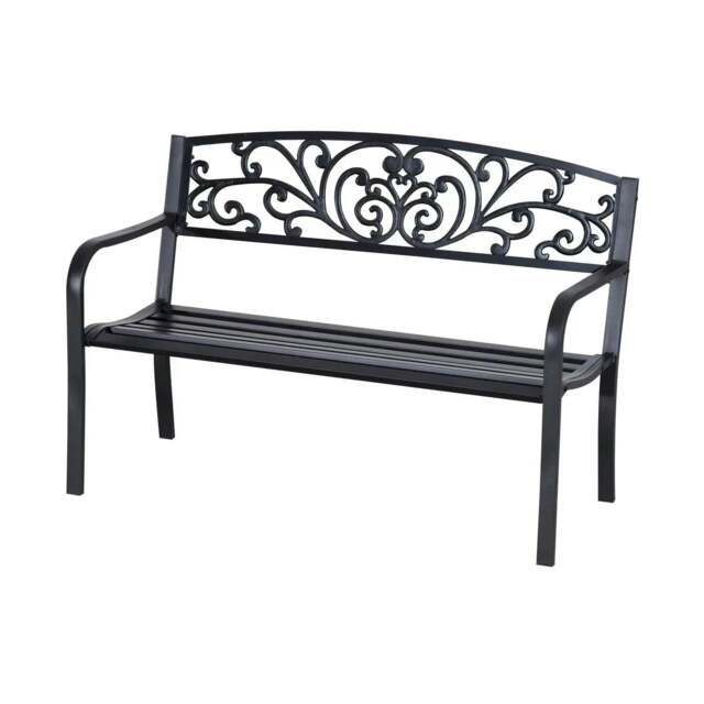 Rackhams 2-Seater Garden Bench, Steel-Black - image 1