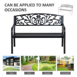 Rackhams 2-Seater Garden Bench, Steel-Black - thumbnail 6