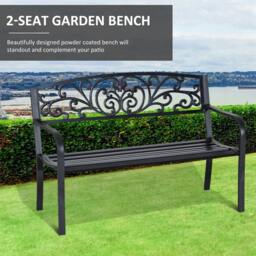 Rackhams 2-Seater Garden Bench, Steel-Black - thumbnail 4
