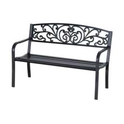 Rackhams 2-Seater Garden Bench, Steel-Black - thumbnail 1