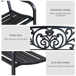 Rackhams 2-Seater Garden Bench, Steel-Black - thumbnail 5
