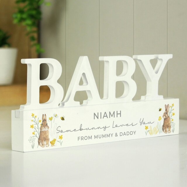 Rackhams Personalised Spring Bunny Baby Wooden Ornament - image 1