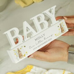 Rackhams Personalised Spring Bunny Baby Wooden Ornament - thumbnail 4
