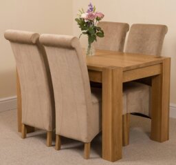 Rackhams Kuba Small Oak Dining Table with Montana Fabric Chairs - 6 chairs - Beige - thumbnail 2