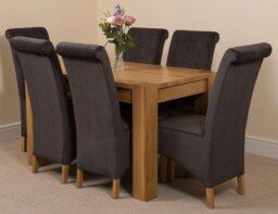 Rackhams Kuba Small Oak Dining Table with Montana Fabric Chairs - 6 chairs - Beige - thumbnail 4