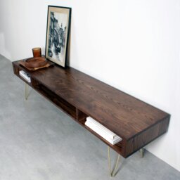 "Rackhams Marston Wide Coffee Table on Mid Century Hairpin Legs - 200cm (79"") wide - 60cm (23.5"") deep - Walnut" - thumbnail 3