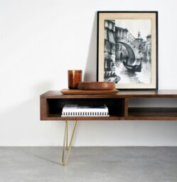 "Rackhams Marston Wide Coffee Table on Mid Century Hairpin Legs - 200cm (79"") wide - 60cm (23.5"") deep - Walnut" - thumbnail 4