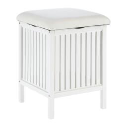 Rackhams Salon White Bathroom Storage Stool with padded seat - thumbnail 3
