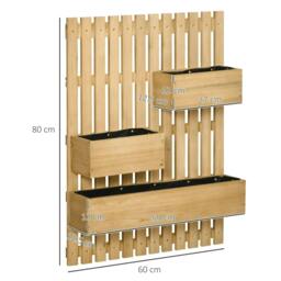 Rackhams Wall-mounted Wooden Garden Planters with Trellis, Drainage Holes and 3 Planter Boxes for Patio, Natural - thumbnail 3