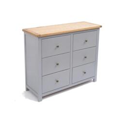 Rackhams Mirano 6 Drawer Chest of Drawers Brass Knob - Grey - thumbnail 3