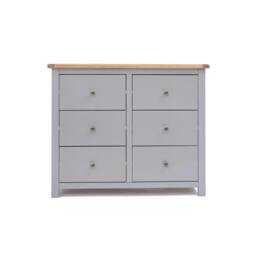 Rackhams Mirano 6 Drawer Chest of Drawers Brass Knob - Grey - thumbnail 1