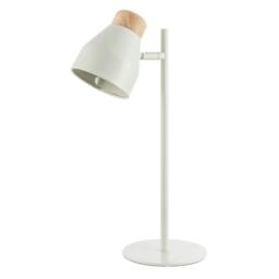 Rackhams Muted Dove Grey Scandinavian Designed Table Desk Lamp with Wooden Trim - thumbnail 1