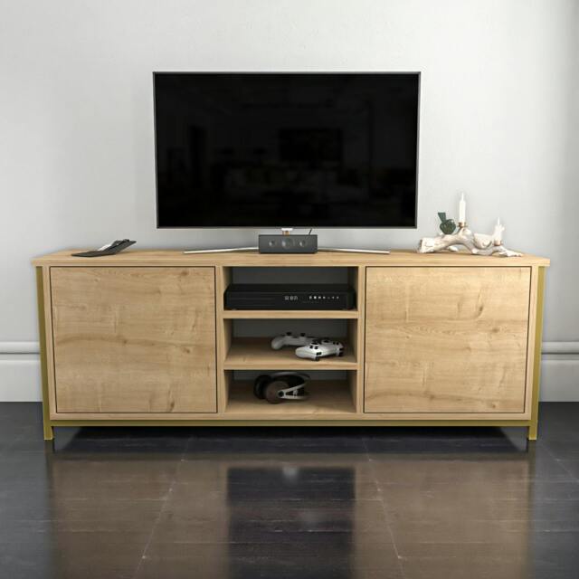 "Rackhams Otis Modern Tv Stand TV Cabinet for TV's up to 63"" - Gold Oak" - image 1