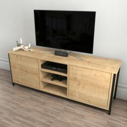 "Rackhams Otis Modern Tv Stand TV Cabinet for TV's up to 63"" - Gold Oak" - thumbnail 4