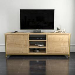 "Rackhams Otis Modern Tv Stand TV Cabinet for TV's up to 63"" - Gold Oak"