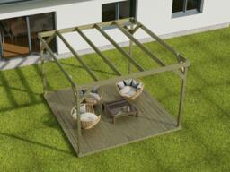 Rackhams Wooden Box Pergola and Decking Kit - Rustic Brown - 3.6m x 3.6m - thumbnail 4
