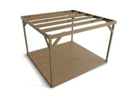 Rackhams Wooden Box Pergola and Decking Kit - Rustic Brown - 3.6m x 3.6m - thumbnail 6
