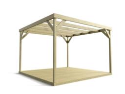 Rackhams Wooden Box Pergola and Decking Kit - Rustic Brown - 3.6m x 3.6m - thumbnail 5