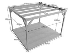 Rackhams Wooden Box Pergola and Decking Kit - Rustic Brown - 3.6m x 3.6m - thumbnail 1