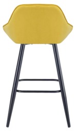 Rackhams Velluto Velvet Mustard Kitchen Bar Stool with Fixed Height - thumbnail 5