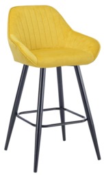 Rackhams Velluto Velvet Mustard Kitchen Bar Stool with Fixed Height - thumbnail 1