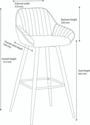 Rackhams Velluto Velvet Mustard Kitchen Bar Stool with Fixed Height - thumbnail 4