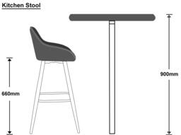 Rackhams Velluto Velvet Mustard Kitchen Bar Stool with Fixed Height - thumbnail 3