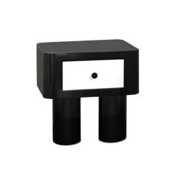 Rackhams Seymour Bedside Table, Black and White - Wood - Wood - thumbnail 2