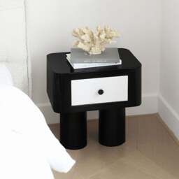 Rackhams Seymour Bedside Table, Black and White - Wood - Wood - thumbnail 5