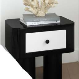 Rackhams Seymour Bedside Table, Black and White - Wood - Wood - thumbnail 4