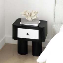 Rackhams Seymour Bedside Table, Black and White - Wood - Wood - thumbnail 3