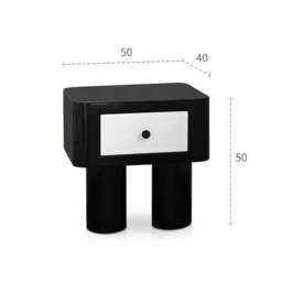 Rackhams Seymour Bedside Table, Black and White - Wood - Wood - thumbnail 6
