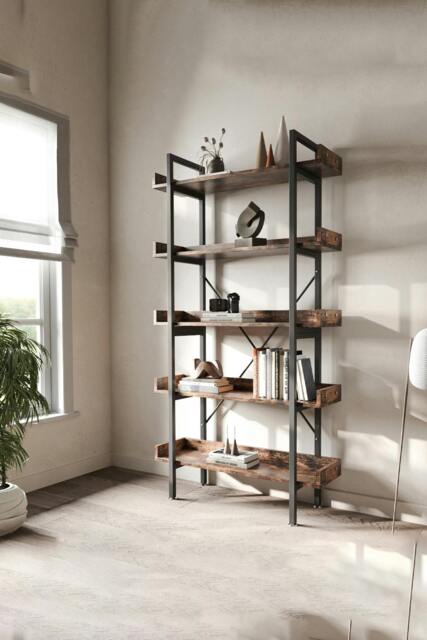 Rackhams 5 Tier Industrial Shelving Unit Bookcase - Brown - image 1