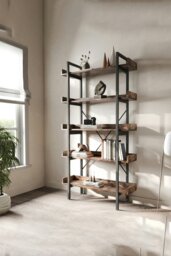 Rackhams 5 Tier Industrial Shelving Unit Bookcase - Brown - thumbnail 2