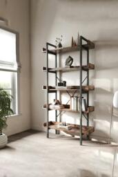 Rackhams 5 Tier Industrial Shelving Unit Bookcase - Brown - thumbnail 1