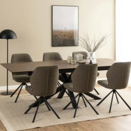 Rackhams Heaven Extendable Dining Table with Ceramic Rusty Brown Top 200cm - Black - No - Brown - thumbnail 5