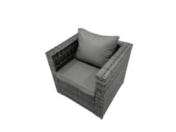 Rackhams Outdoor Coffee Table Sofa Armchair Set with Side Table Big Stool 2 Small Footstools Garden Furniture Set Dark Grey Mixed - thumbnail 6