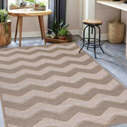 Rackhams Chevron Beige Jute Looking Washable Rug - 120X170 cm - thumbnail 1