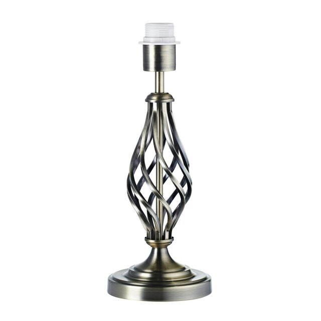 Rackhams Traditional Brushed Antique Brass Table Lamp Base with Twist Metal Stem Design - image 1