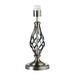 Rackhams Traditional Brushed Antique Brass Table Lamp Base with Twist Metal Stem Design