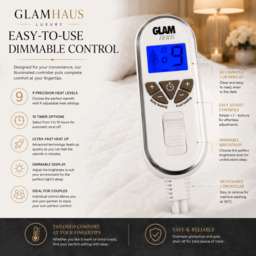 Rackhams Single Size Electric Blanket - Fitted Mattress Bed Cover - White Diamond Quilted - Settings for Feet and Body, Timer - thumbnail 4