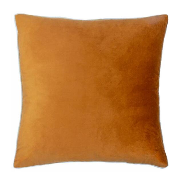Rackhams Meridian Velvet Cushion Cover - Ginger/Ecru - 45cm x 45cm - Ginger/Ecru - 100% Polyester - image 1
