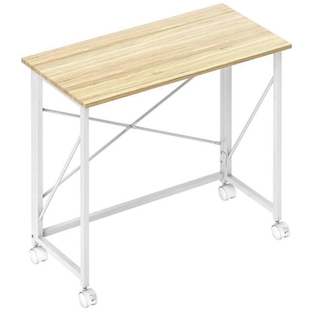 Rackhams 80 cm Folding Desk on Wheels - Natural Tone
